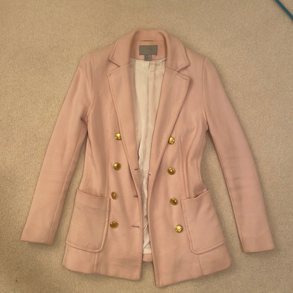 H&M light pink blazer gold buttons size 8 US